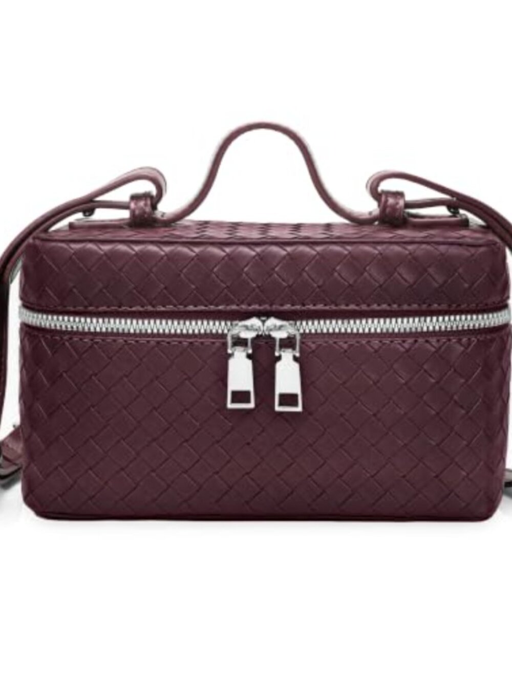 Woven Leather Top-Handle Handbag Crossbody Shoulder Bag Adjustable Strap